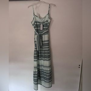 Green Spaghetti Strap Print Maxi Dress